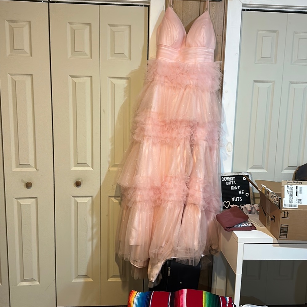 Pink Ruffle Prom Dress